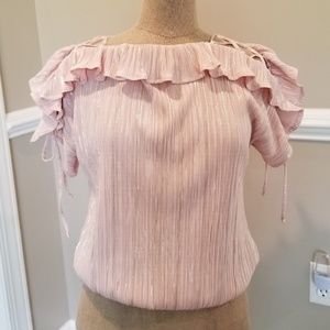Bebe cropped lace up shoulder top